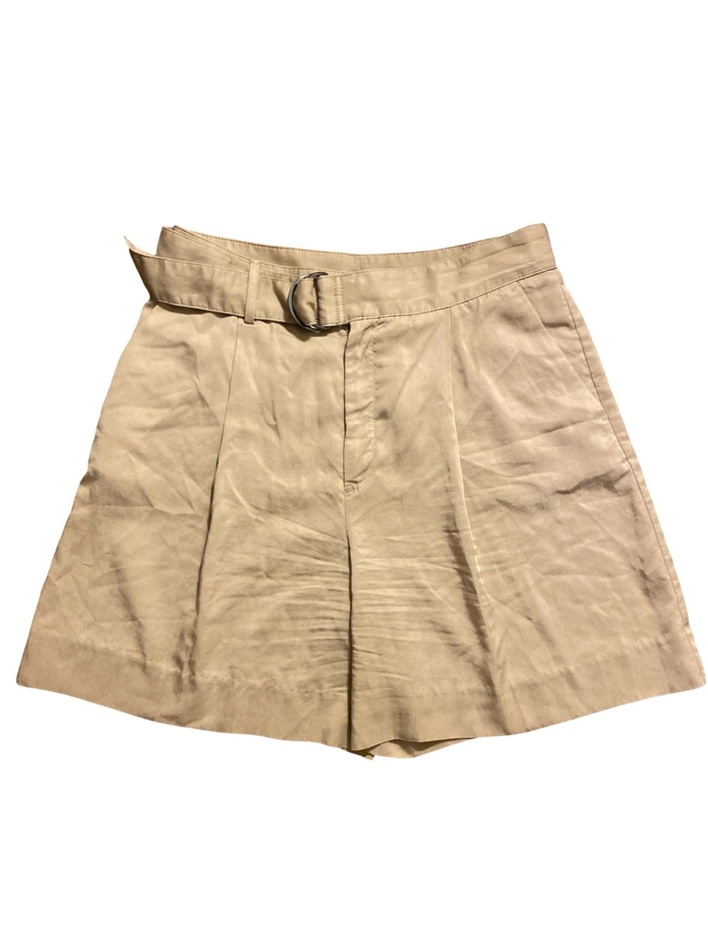 Banana Republic Beige High-Waist Belted Camp Short - 6 tan lyocell